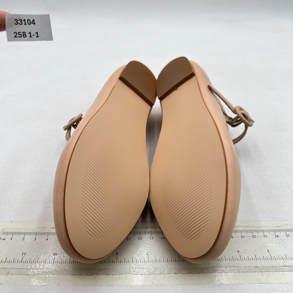 miss left Nude Wave Shaped Edge with Circular Holes Single Strap Buckle Flat - Picture 7 of 8